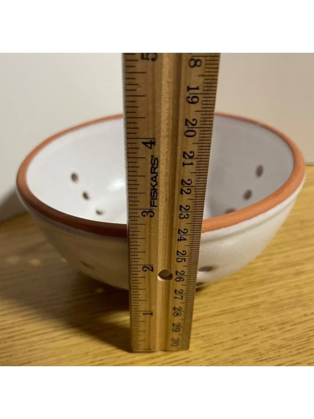 Handcrafted White Ceramic Berry Bowl Terracotta Terracotta Rim/Base Artisan Mark